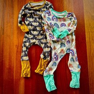 Pair of bamboo rompers